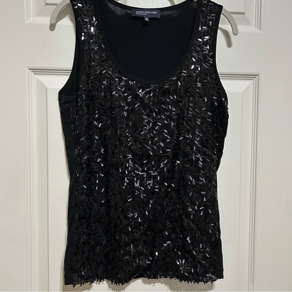 Jones New York Black Sequined Tank Top